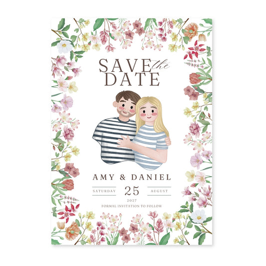 Flower Garden | Personalised Save The Date Invitations - KtRose Designs