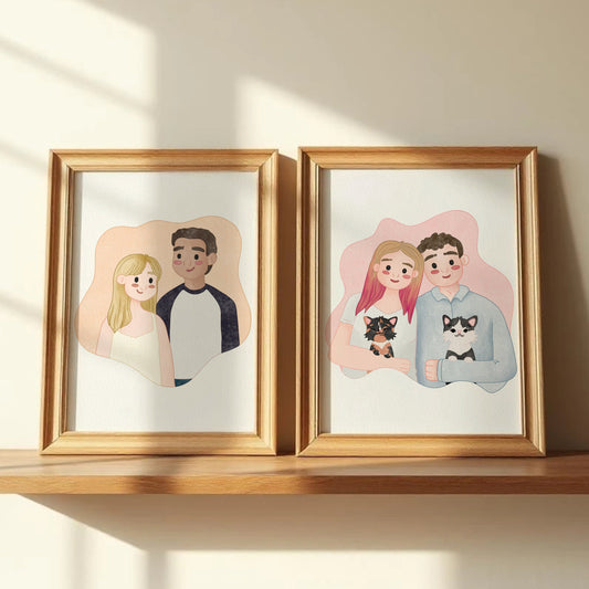 PRE ORDER - Personalised Couple / Family Illustration - KtRose Designs