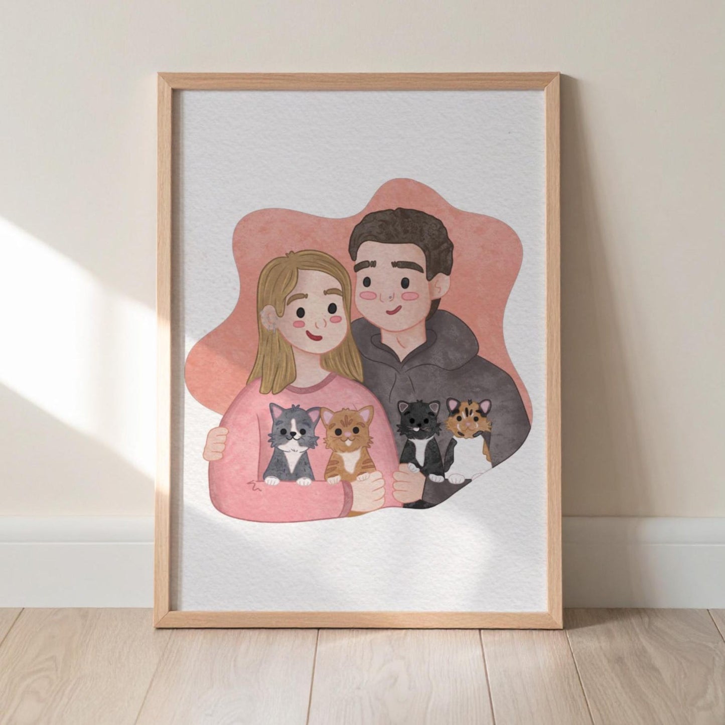 PRE ORDER - Personalised Couple / Family Illustration - KtRose Designs