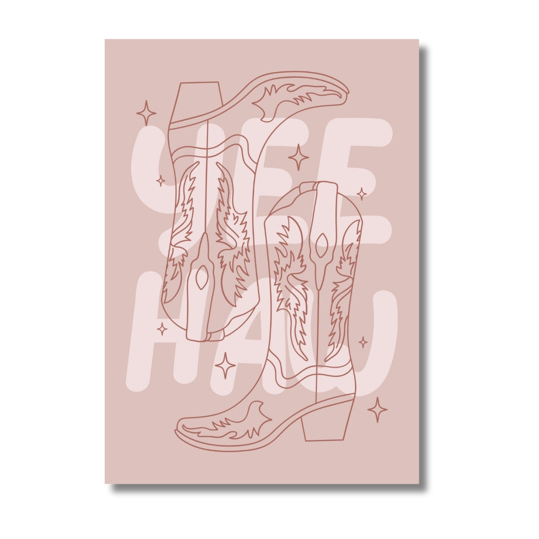 Pink Yee Haw Western Boots | Art Print - KtRose Designs