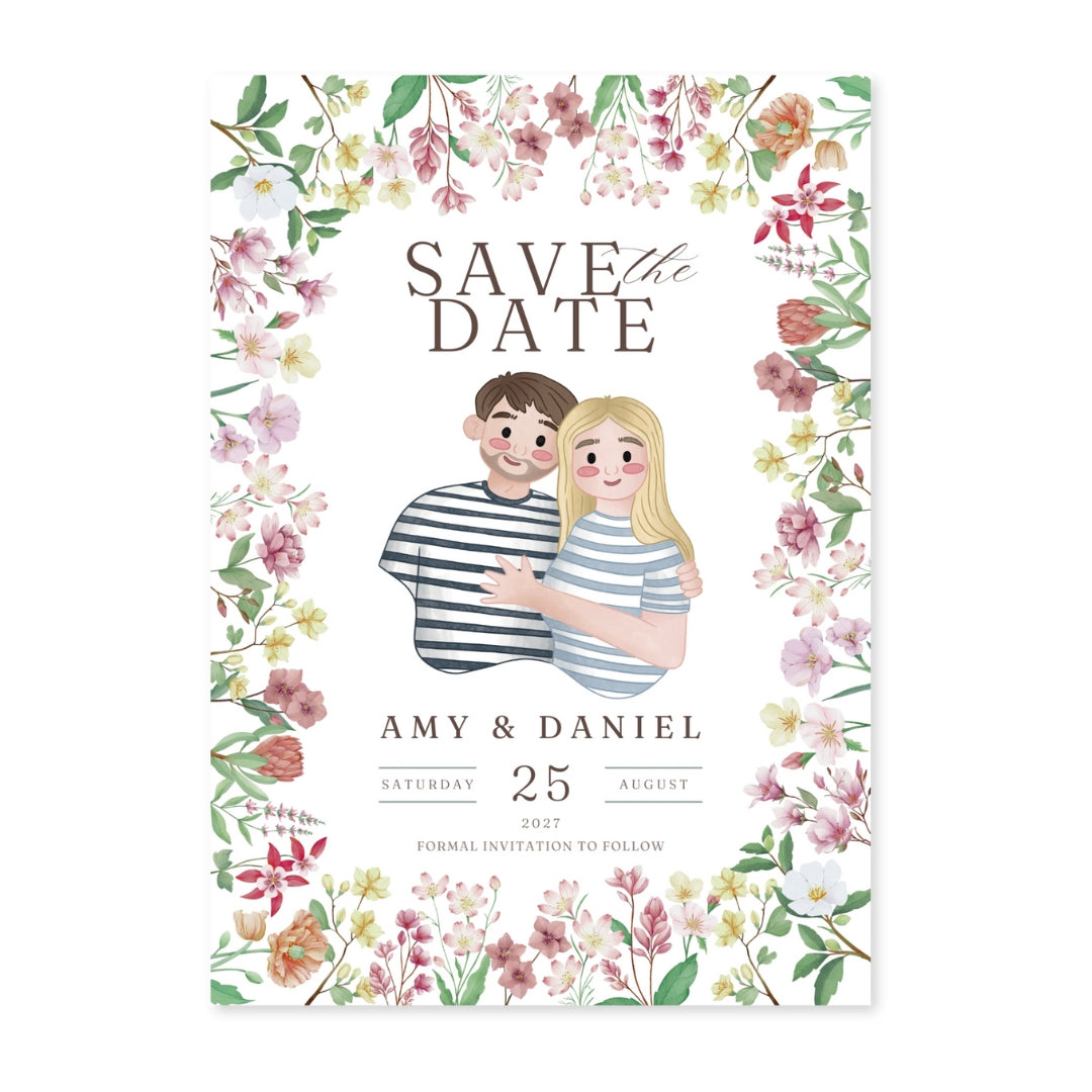 Flower Garden | Personalised Save The Date Invitations - KtRose Designs