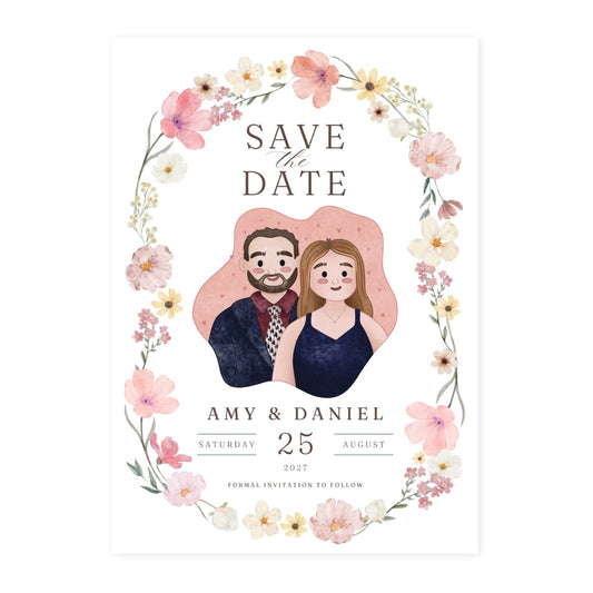 Floral Wreath | Personalised Save The Date Invitations