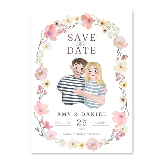 Floral Wreath | Personalised Save The Date Invitations