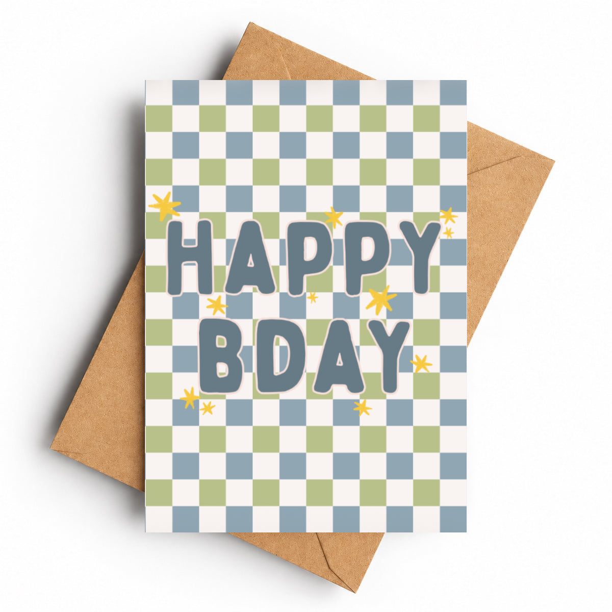 Happy Bday Checkerboard Blue | Birthday Card - KtRose Designs