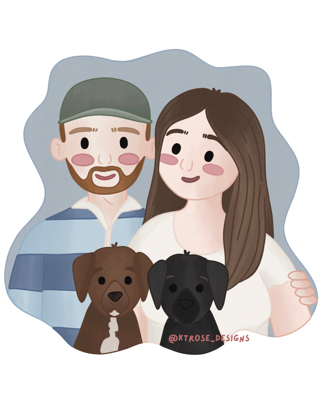 Personalised Couple Illustration - KtRose Designs
