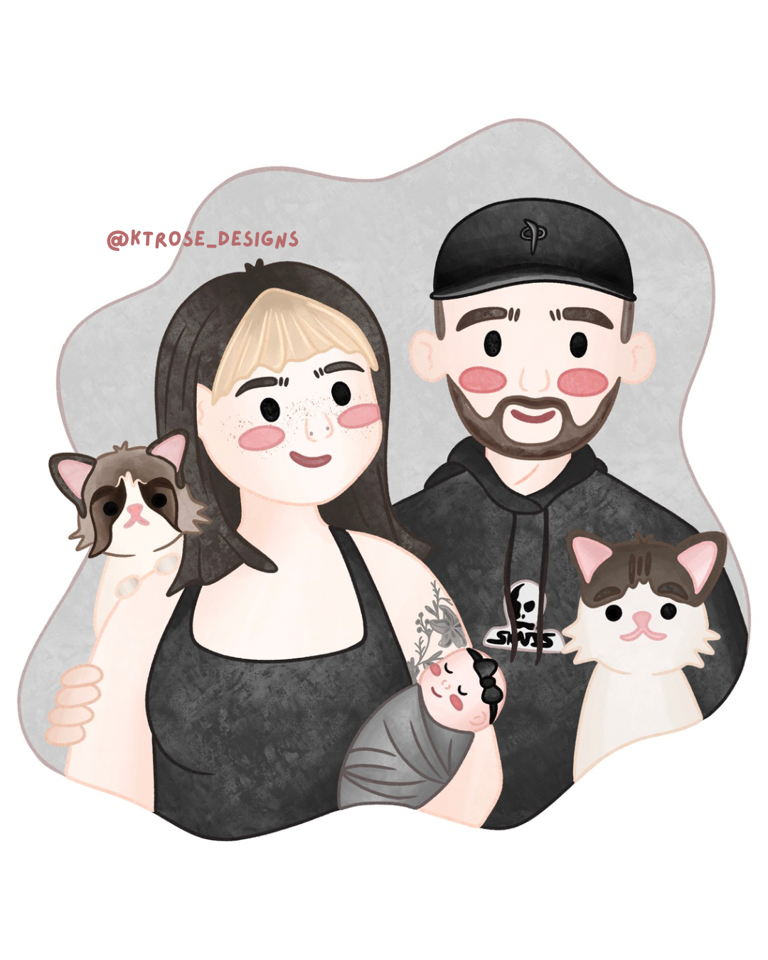 Personalised Couple Illustration - KtRose Designs