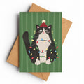 Festive Tuxedo Cat | Christmas Card - KtRose Designs
