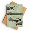 Festive Sausage Dog Green | Christmas Card - KtRose Designs