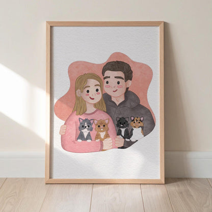 PRE ORDER - Personalised Couple / Family Illustration - KtRose Designs