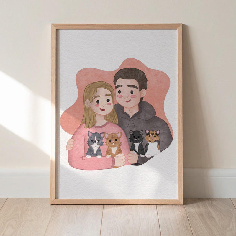 PRE ORDER - Personalised Couple / Family Illustration - KtRose Designs