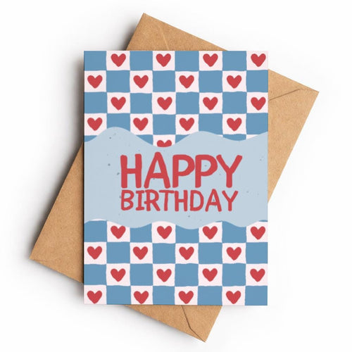 Blue Hearts Happy Birthday | Birthday Card - KtRose Designs