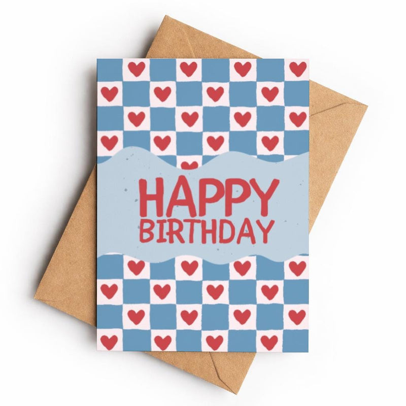 Blue Hearts Happy Birthday | Birthday Card - KtRose Designs