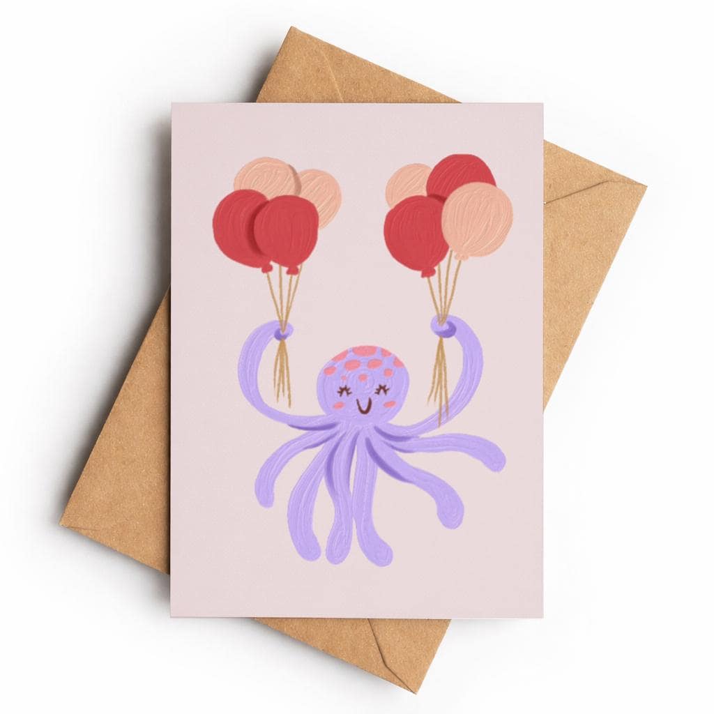 Octopus Balloons | Birthday Card - KtRose Designs