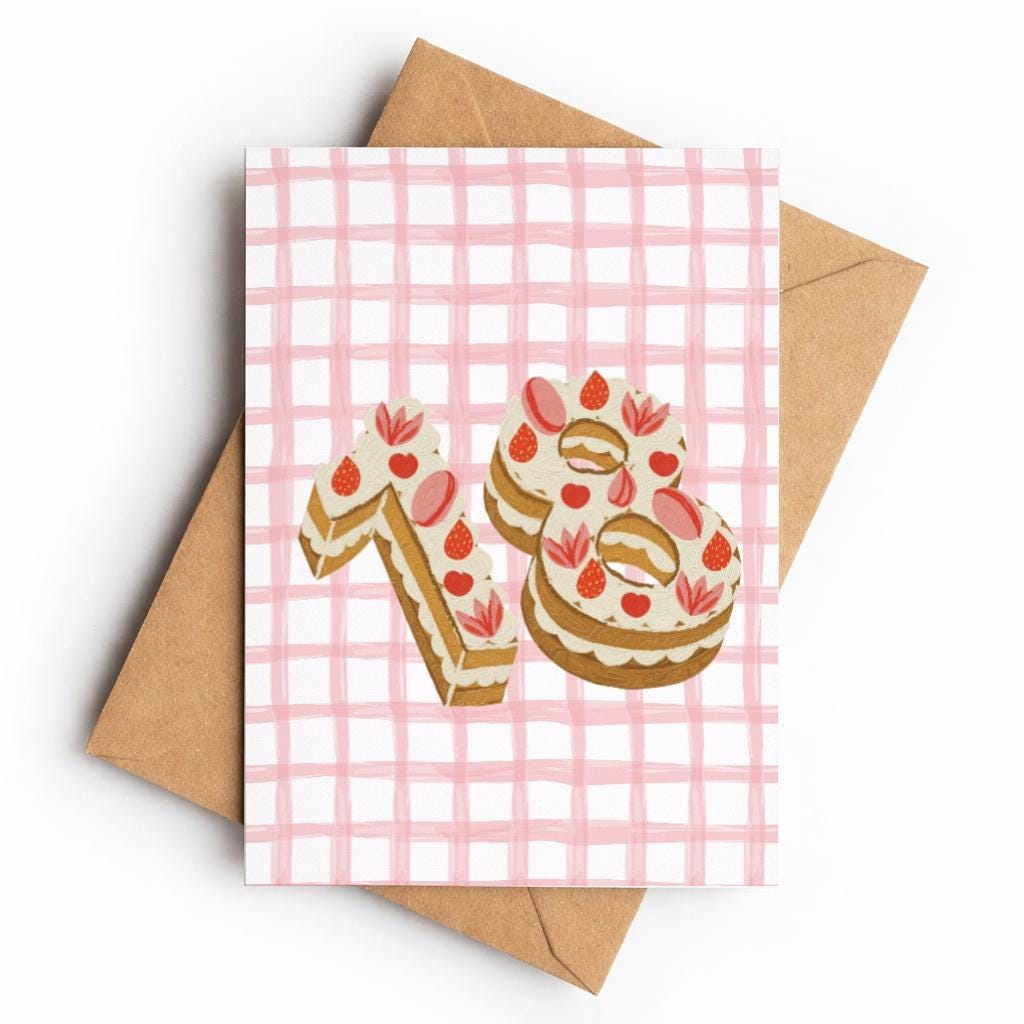 18 Sweet Cake | Birthday Card - KtRose Designs