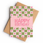 Green Hearts Happy Birthday | Birthday Card - KtRose Designs