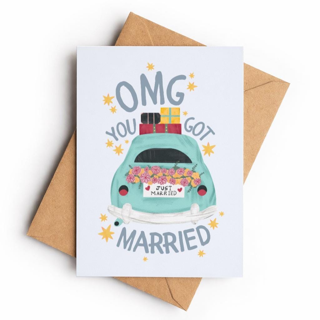 Just Married Car | Greeting Card - KtRose Designs