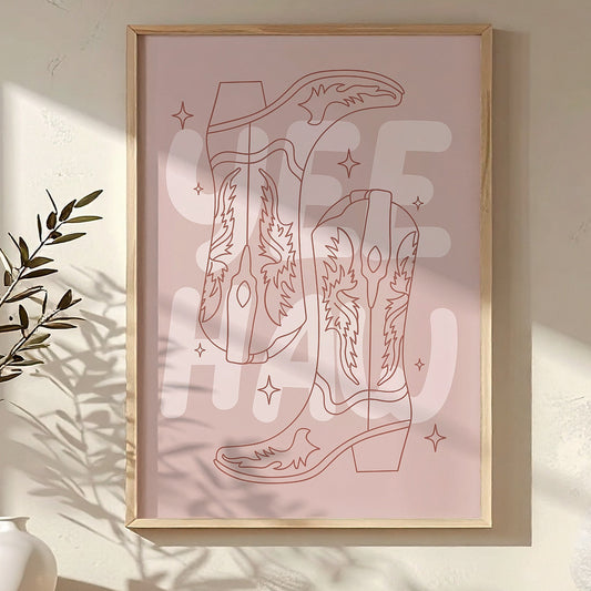 Pink Yee Haw Western Boots | Art Print